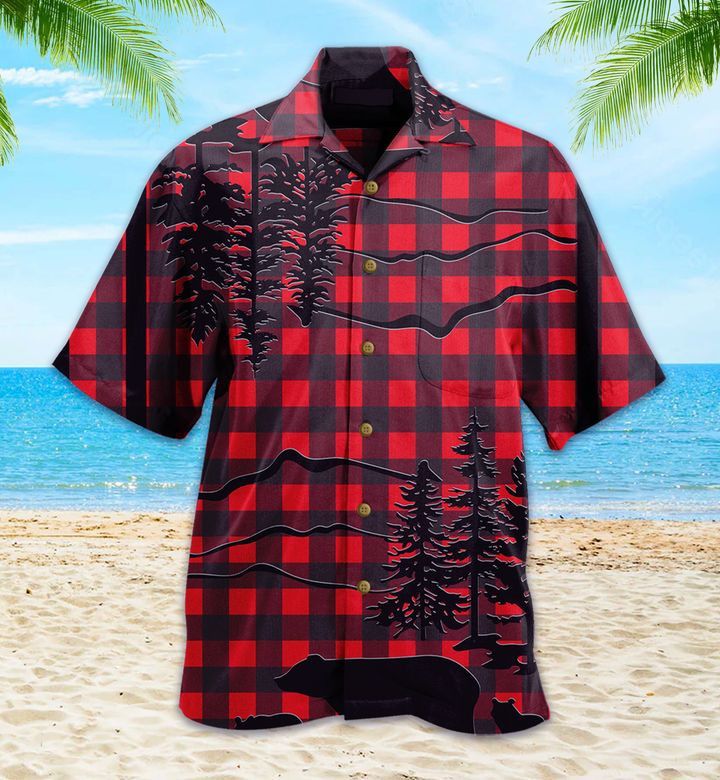 Bear Buffalo Check Trendy Hawaiian Shirt 3D Summer Gifts