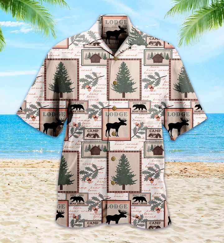 Bear Creak Lodge Beige Trendy Hawaiian Shirt 3D, Bear Lover Trendy Hawaiian Shirt For Summer Gifts Bear Creak Lodge Beige Trendy Hawaiian Shirt 3D, Bear Lover Trendy Hawaiian Shirt For Summer Gifts