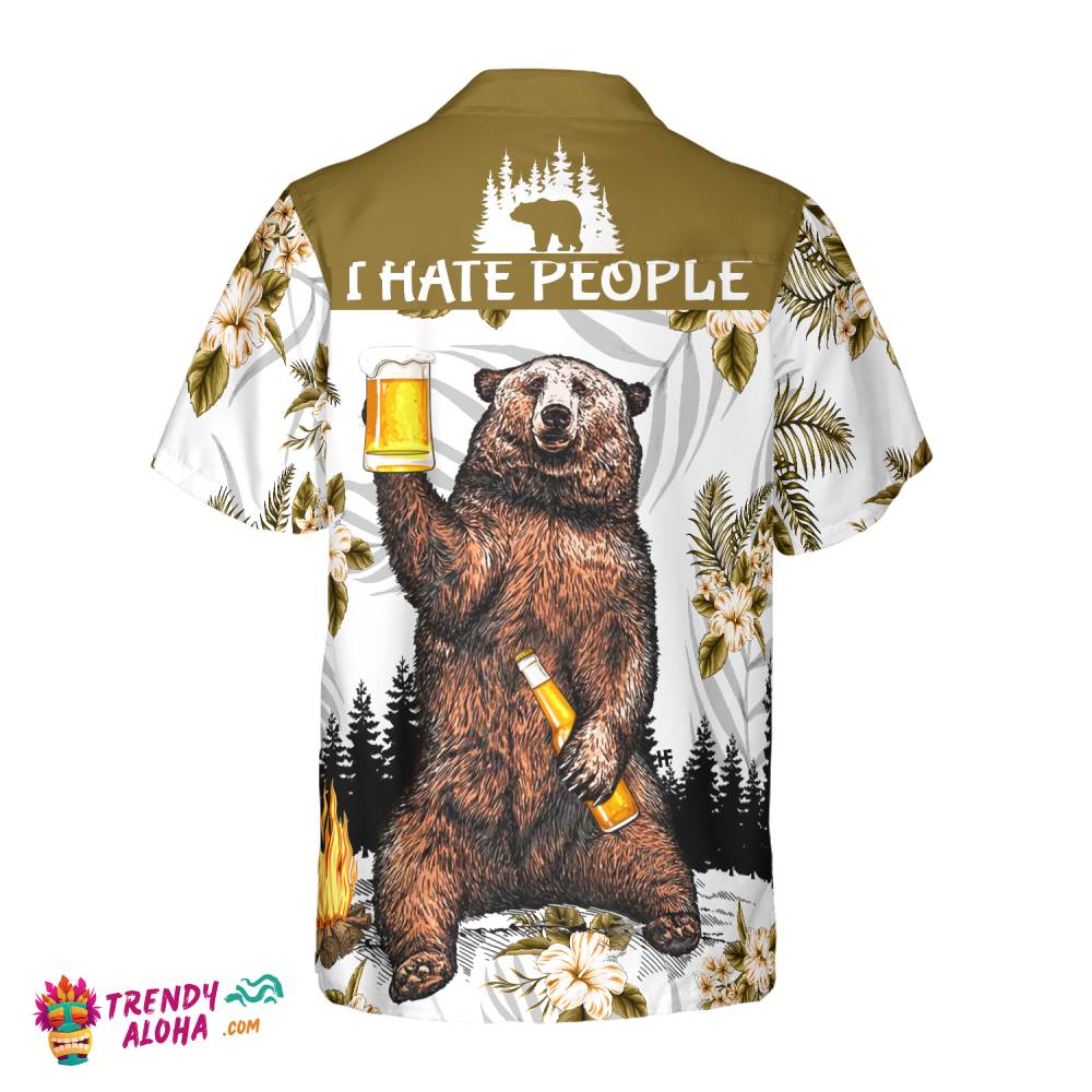 Bear Drinks Beer Hawaiian Shirt
