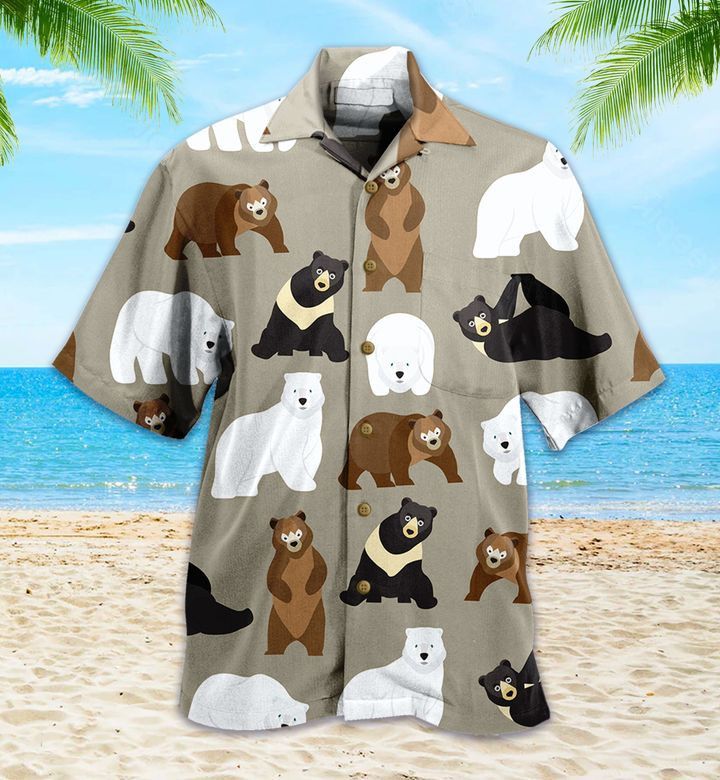 Bear Grey Hawaiian Shirt 3D Summer Gifts