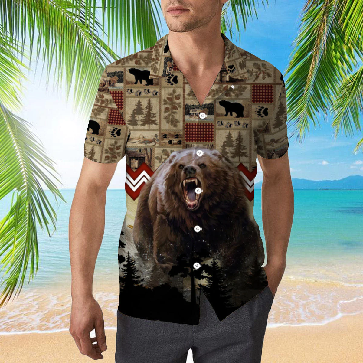 Bear Hunting Trendy Hawaiian Shirt