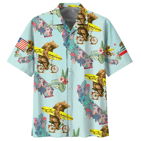 Bear I Love California Trendy Hawaiian Shirt