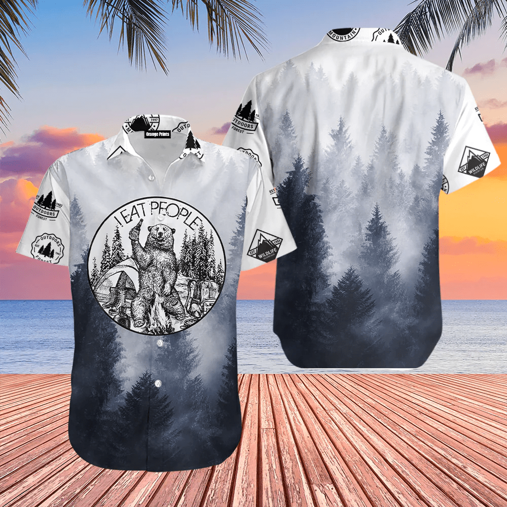 Bear In Forest Trendy Hawaiian Shirt