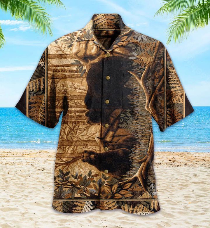 Bear In The Forest Vintage Yellow Trendy Hawaiian Shirt 3D Summer Gifts Bear In The Forest Vintage Yellow Trendy Hawaiian Shirt 3D Summer Gifts