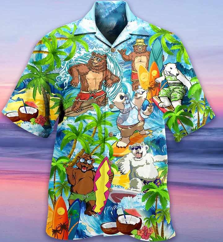 Bear Love Beach Love Animals Hawaiian Shirt 3D Summer Gifts