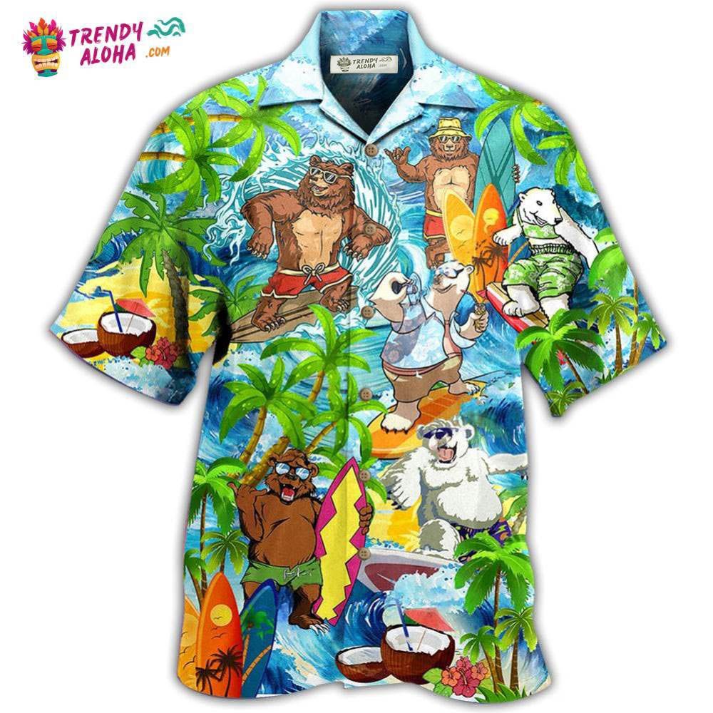 Bear Love Beach Love Animals Hawaiian Shirt – Trendy Aloha