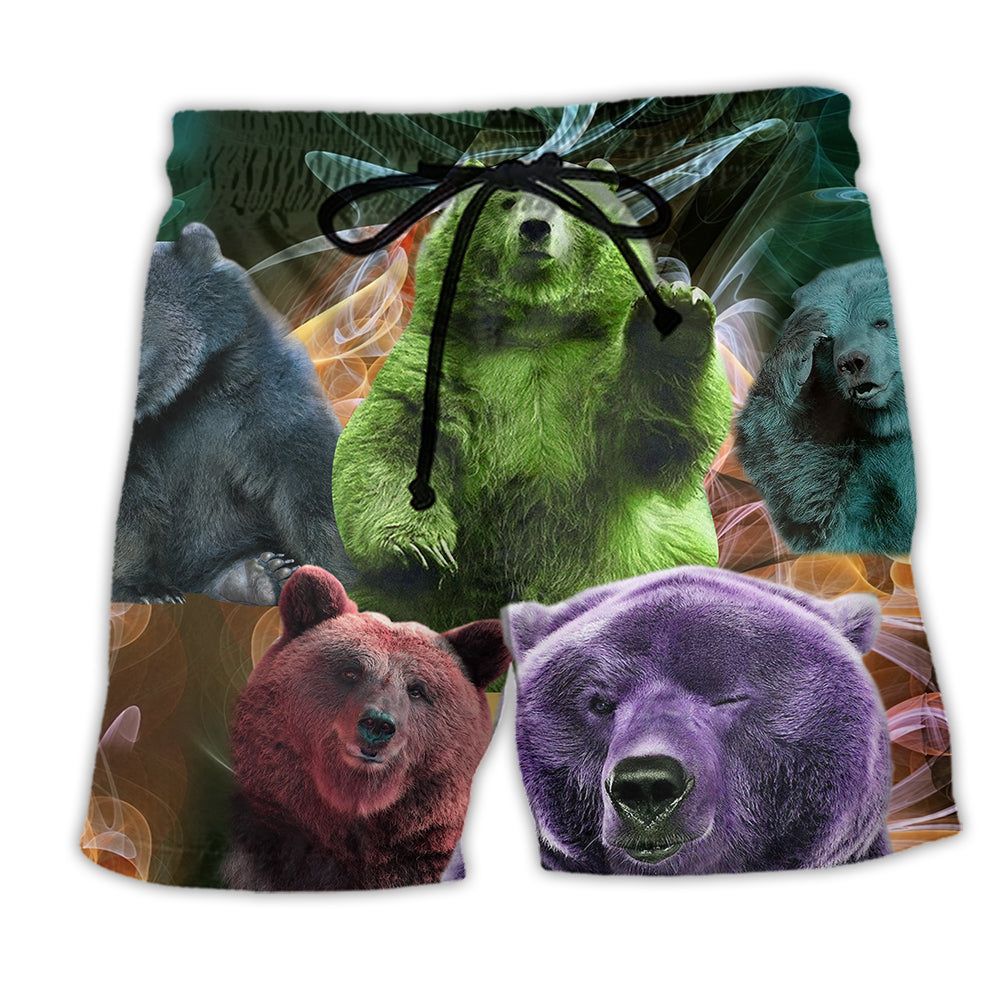 Bear Love Ligh Neon Cool Style Trendy Aloha Hawaiian Beach Shorts Bear Love Ligh Neon Cool Style Trendy Aloha Hawaiian Beach Shorts