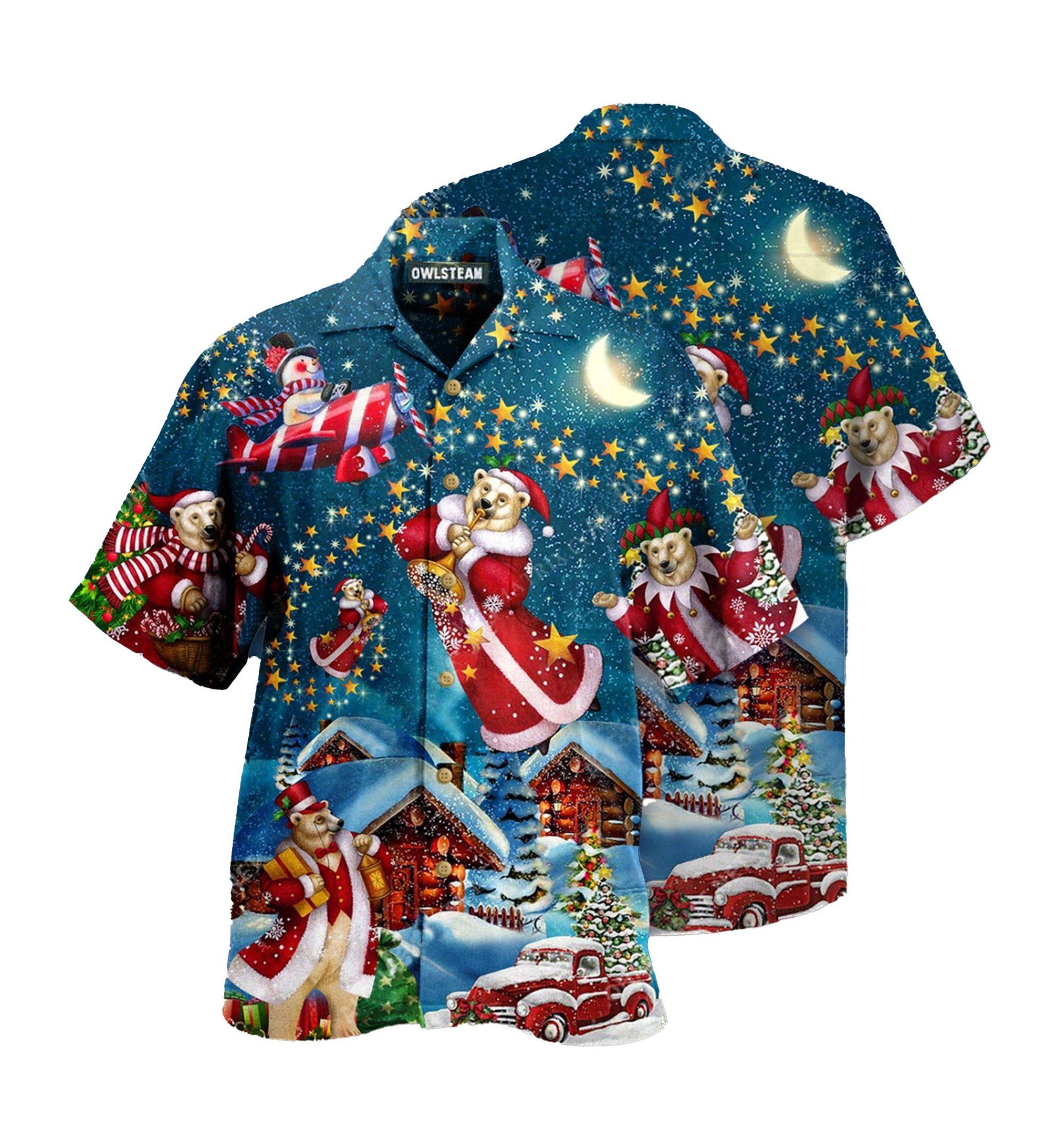 Bear Santa Merry Christmas Trendy Hawaiian Shirt