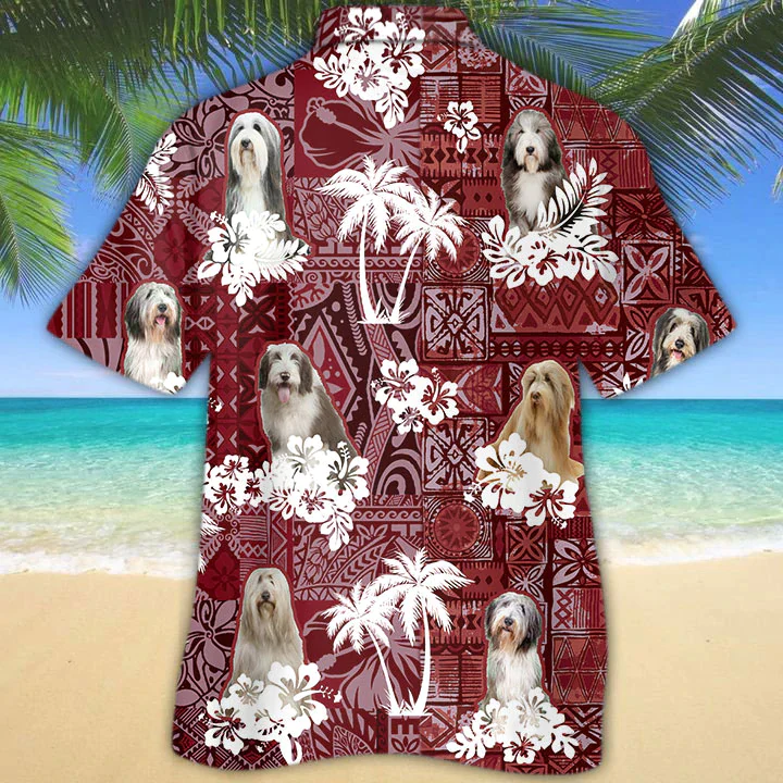 Bearded Collie Red Trendy Hawaiian Shirt, Animal Summer Shirts, Dog Lover Shirts, Trendy Hawaiian Shirt Men