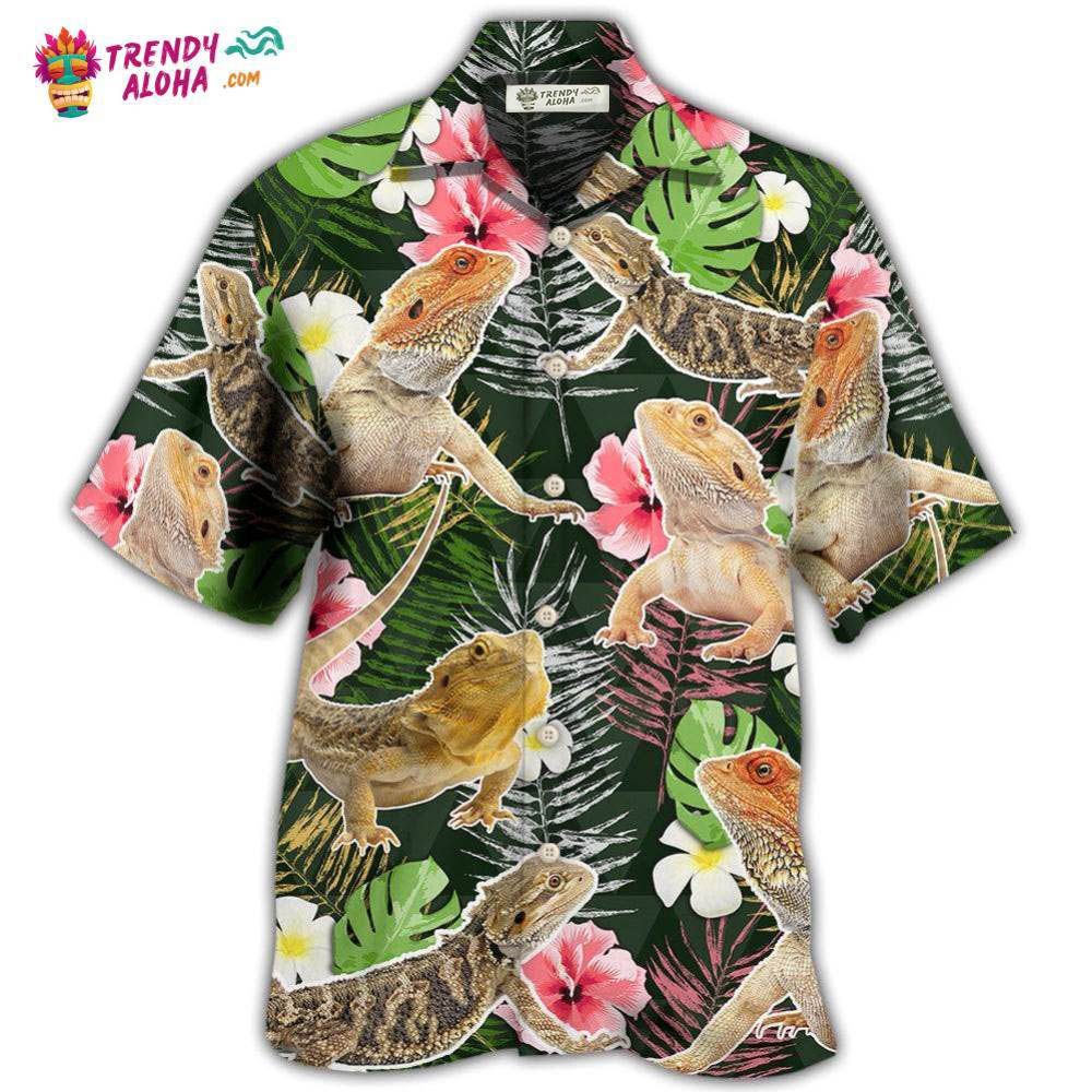 Bearded Dragon Tropical Leaf Hawaiian Shirt – Trendy Aloha