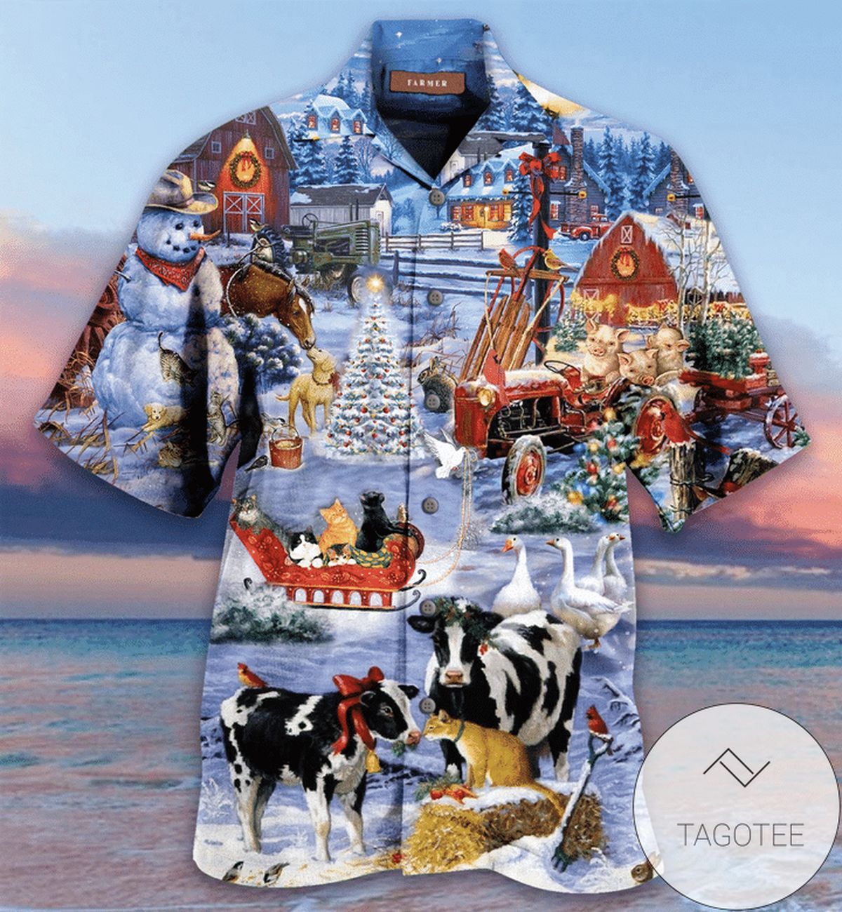 Beatuful Farm On Christmas Days Unisex Hawaiian Shirts