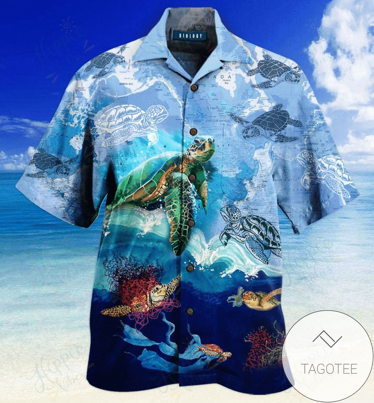 Beautiful Amazing Sea Turtle Themed Hawaiian Shirt