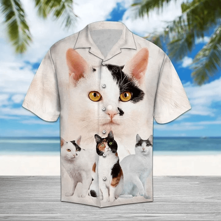 Beautiful Cat Mix While Theme Trendy Hawaiian Shirt