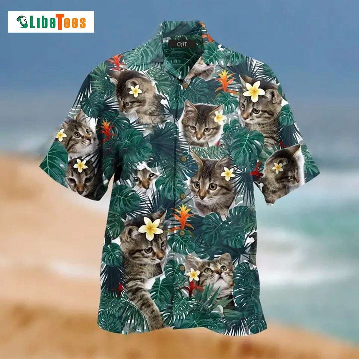 Beautiful Cat Tropical Leafs, Cat Trendy Hawaiian Shirt Perfect Gifts For Your Loved Ones