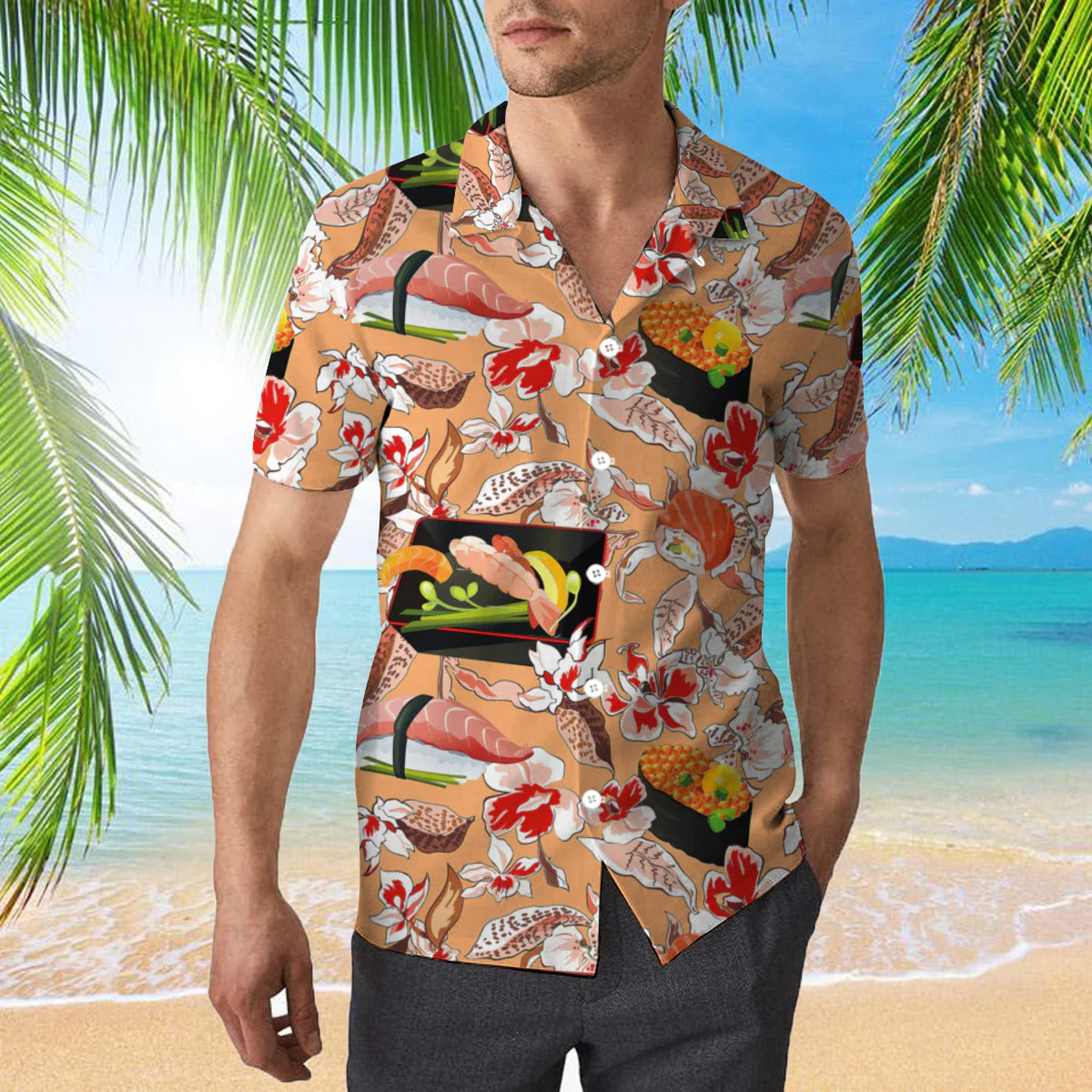 Beautiful Classic Japanese Sushi Floral Trendy Hawaiian Shirt