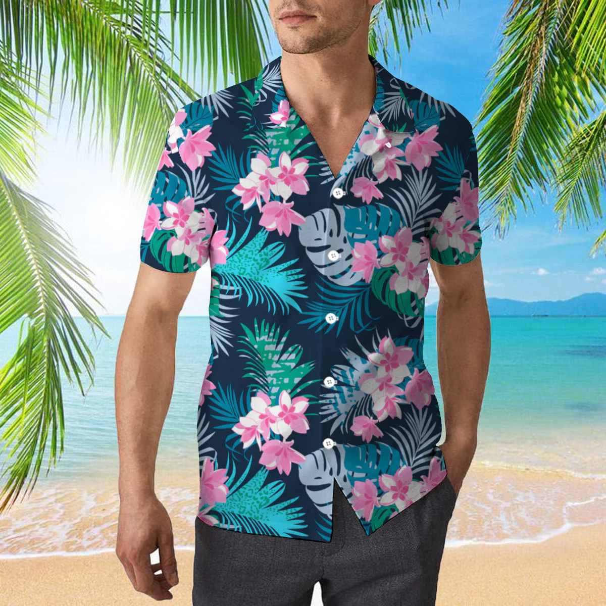 Beautiful Flower Tropical Pattern Trendy Hawaiian Shirt