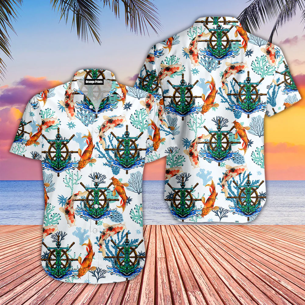 Beautiful Koi Fish And Anchor Hawaiian Shirt