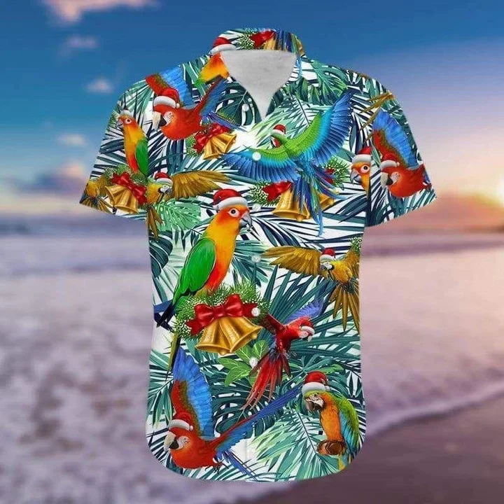 Beautiful Parrot In Santa Hat Christmas So Cute Design Trendy Hawaiian Shirt