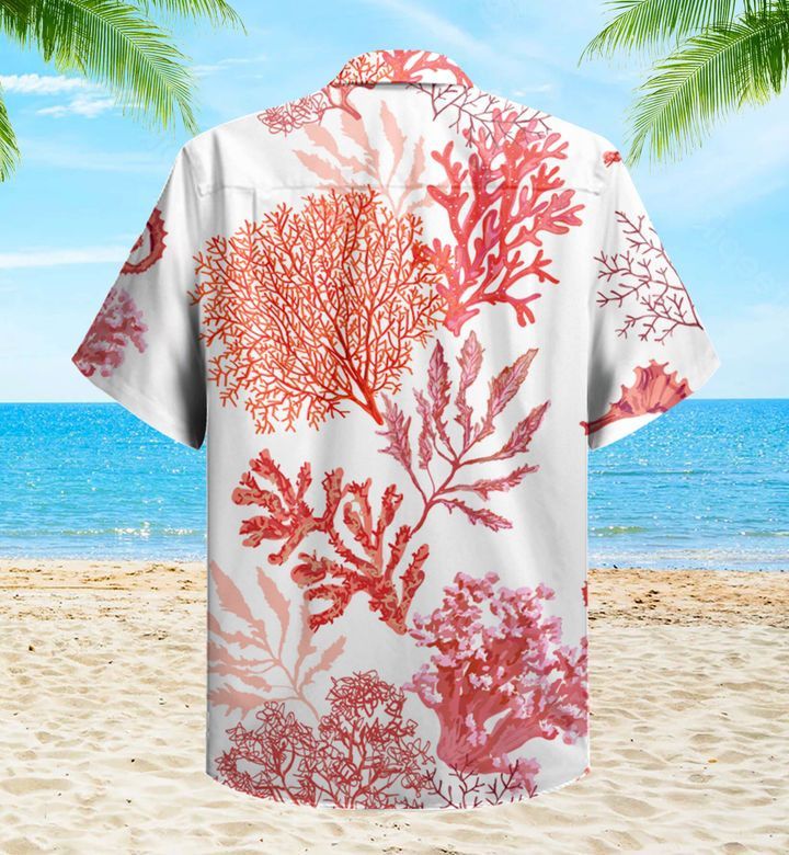 Beautiful Sea Horse Coral Red Trendy Hawaiian Shirt 3D, Coral Trendy Hawaiian Shirt For Summer Gifts