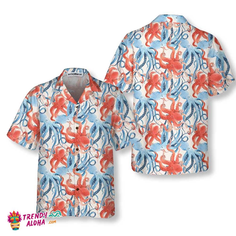 Beautiful Watercolor Octopus Seamless Pattern Hawaiian Shirt, Funny Octopus Shirt For Men & Women Beautiful Watercolor Octopus Seamless Pattern Hawaiian Shirt, Funny Octopus Shirt For Men & Women