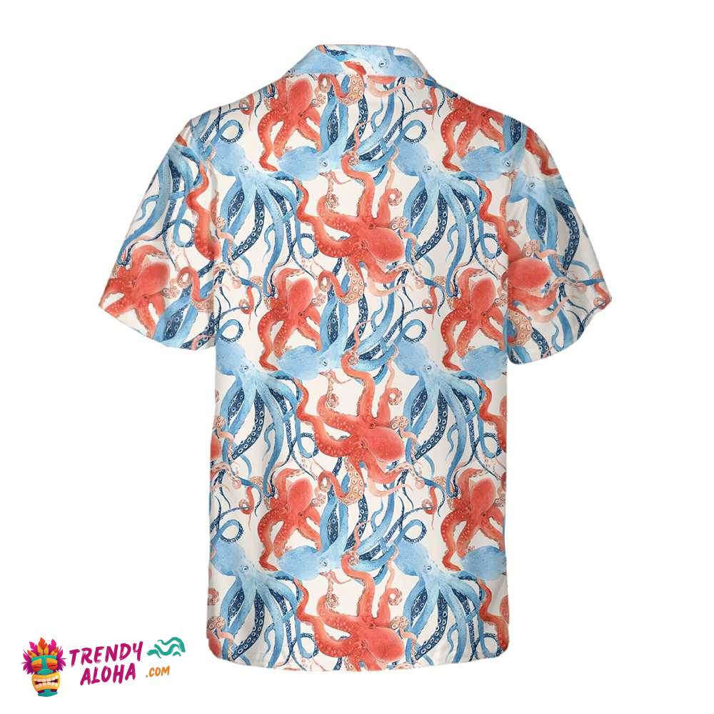 Beautiful Watercolor Octopus Seamless Pattern Hawaiian Shirt, Funny Octopus Shirt For Men & Women
