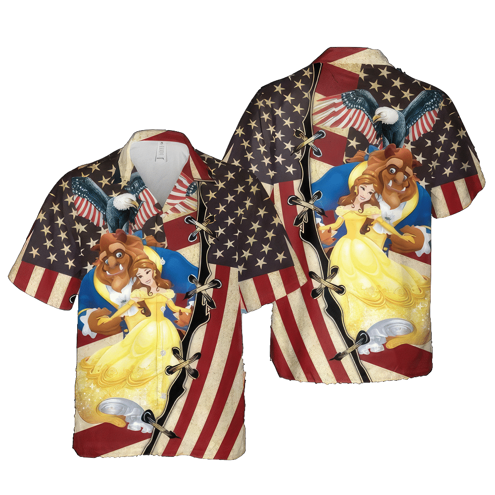 Beauty And The Beast US Flag Hawaiian Shirt Disney Ideal Gifts