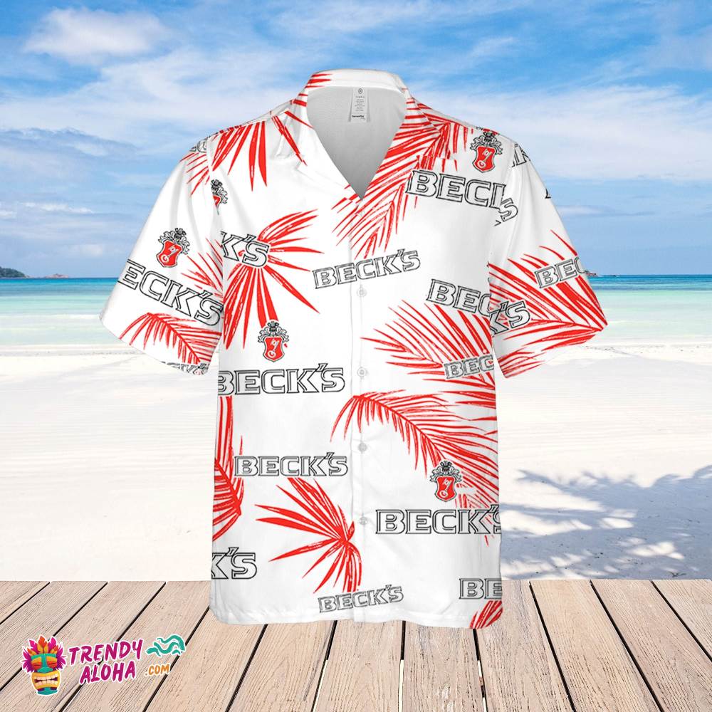 Beck’s Beer Hawaiian Palm Leaves Pattern Shirt, Beer Summer Party Hawaiian Shirt, Beck’s Beer Shirt