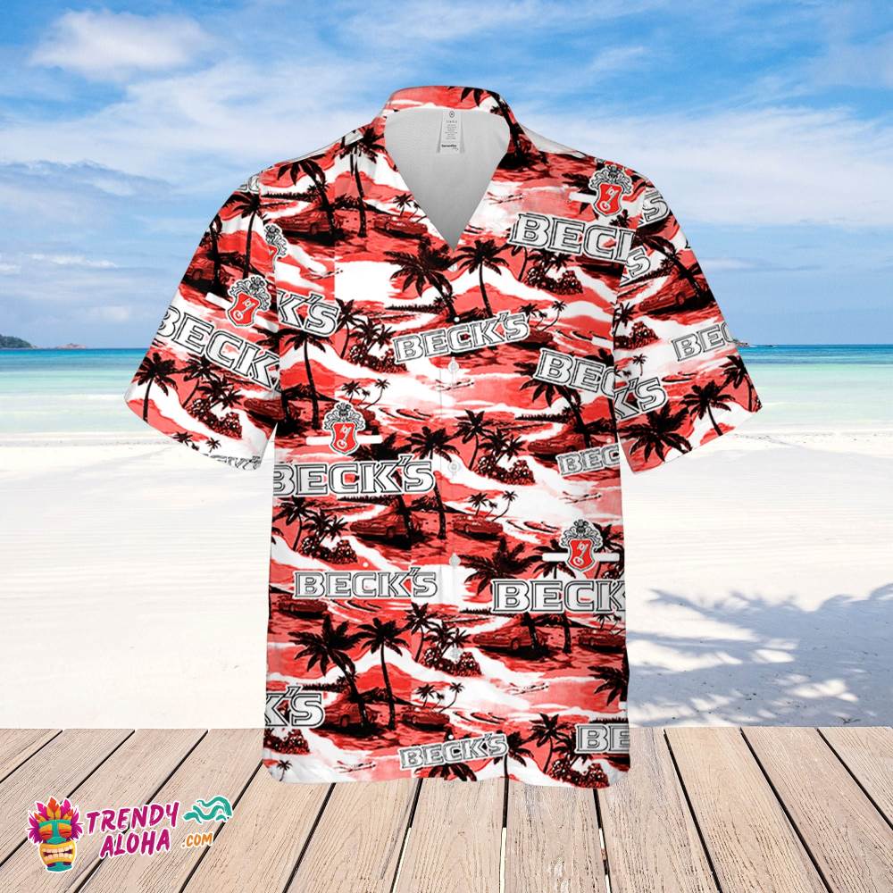 Beck’s Beer Hawaiian Sea Island Pattern Shirt, Summer Beer Hawaiian Shirt