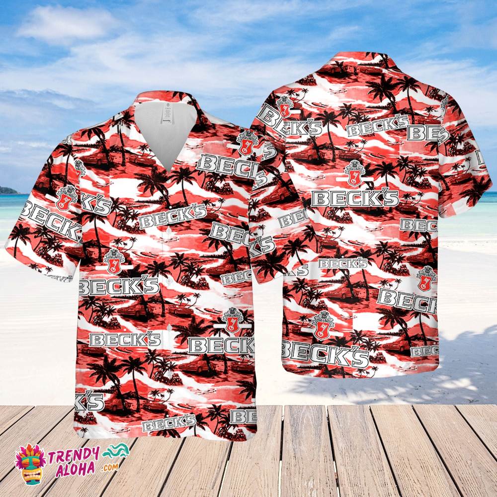 Beck’s Beer Hawaiian Sea Island Pattern Shirt, Summer Beer Hawaiian Shirt
