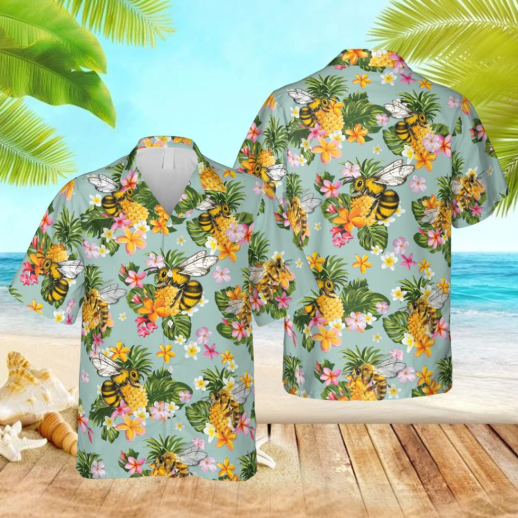 Bee And Pineapples Trendy Hawaiian Shirt, Gift For Him