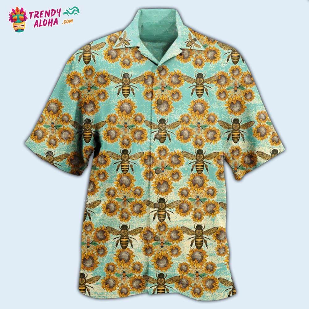 Bee Loves Sunflowers Hawaiian Shirt – Trendy Aloha