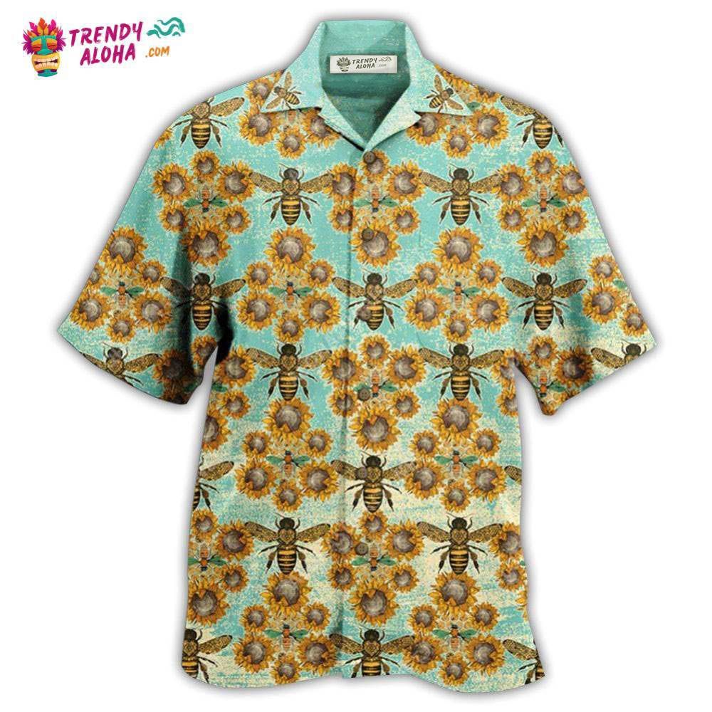 Bee Loves Sunflowers Hawaiian Shirt – Trendy Aloha Bee Loves Sunflowers Hawaiian Shirt – Trendy Aloha