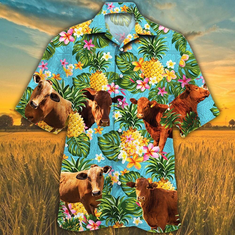 Beefmaster Cattle and Pineapple Fusion Hawaiian Shirt
