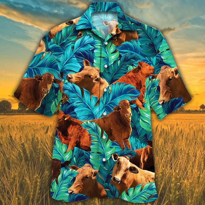 Beefmaster Cattle Lovers Trendy Hawaiian Shirt, Cow Trendy Hawaiian Shirt For Summer Gifts