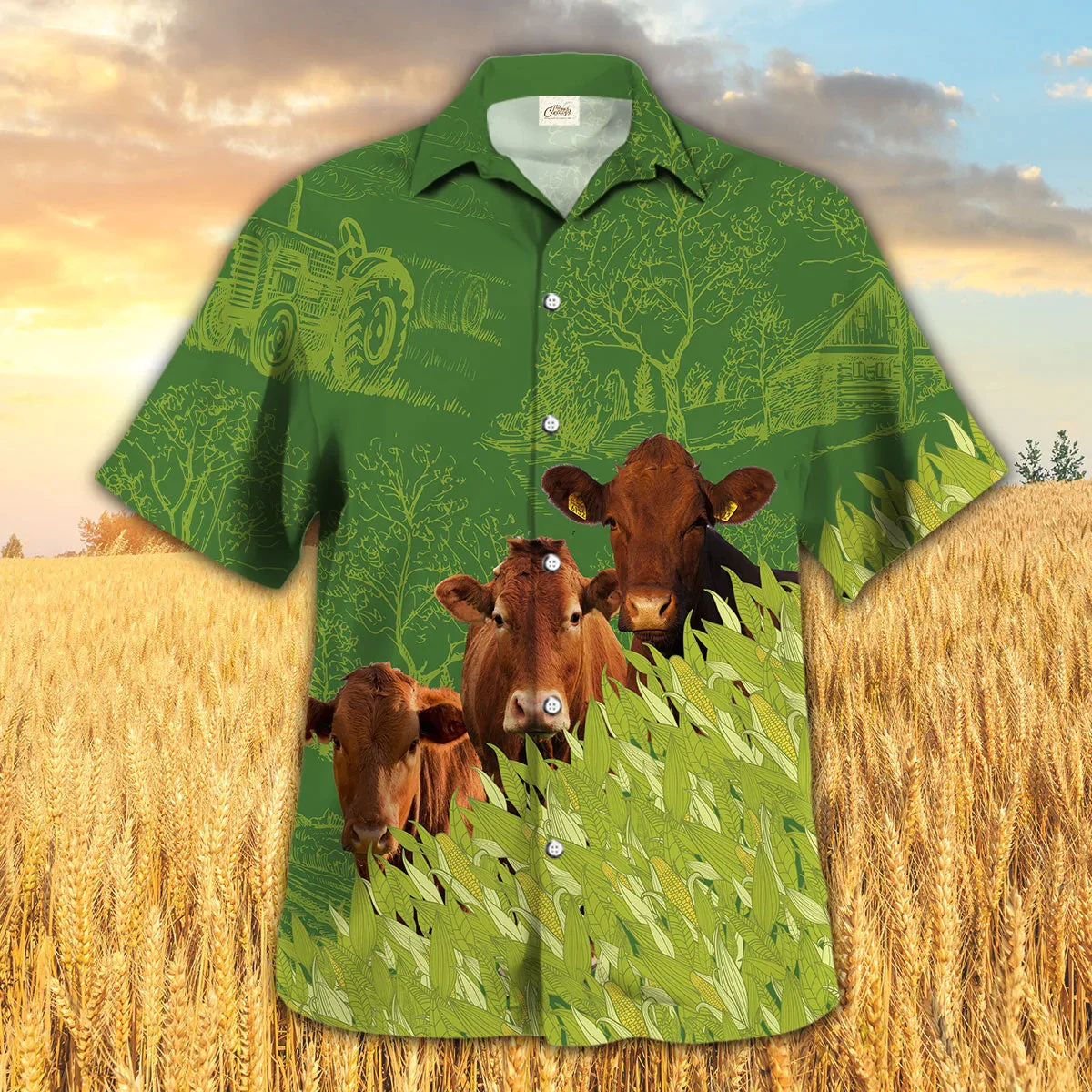 Beefmaster Farm Corn Pattern Trendy Hawaiian Shirt, Cow Hawaii Shirt, Summer Trendy Hawaiian Shirt For Men And Women Beefmaster Farm Corn Pattern Trendy Hawaiian Shirt, Cow Hawaii Shirt, Summer Trendy Hawaiian Shirt For Men And Women