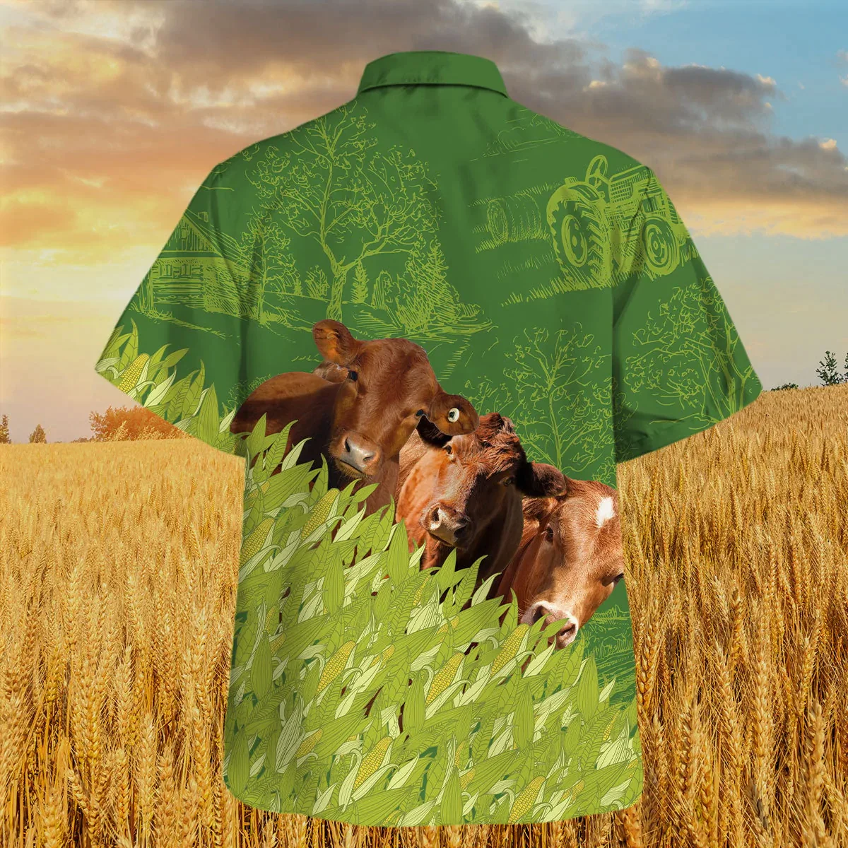 Beefmaster Farm Corn Pattern Trendy Hawaiian Shirt, Cow Hawaii Shirt, Summer Trendy Hawaiian Shirt For Men And Women
