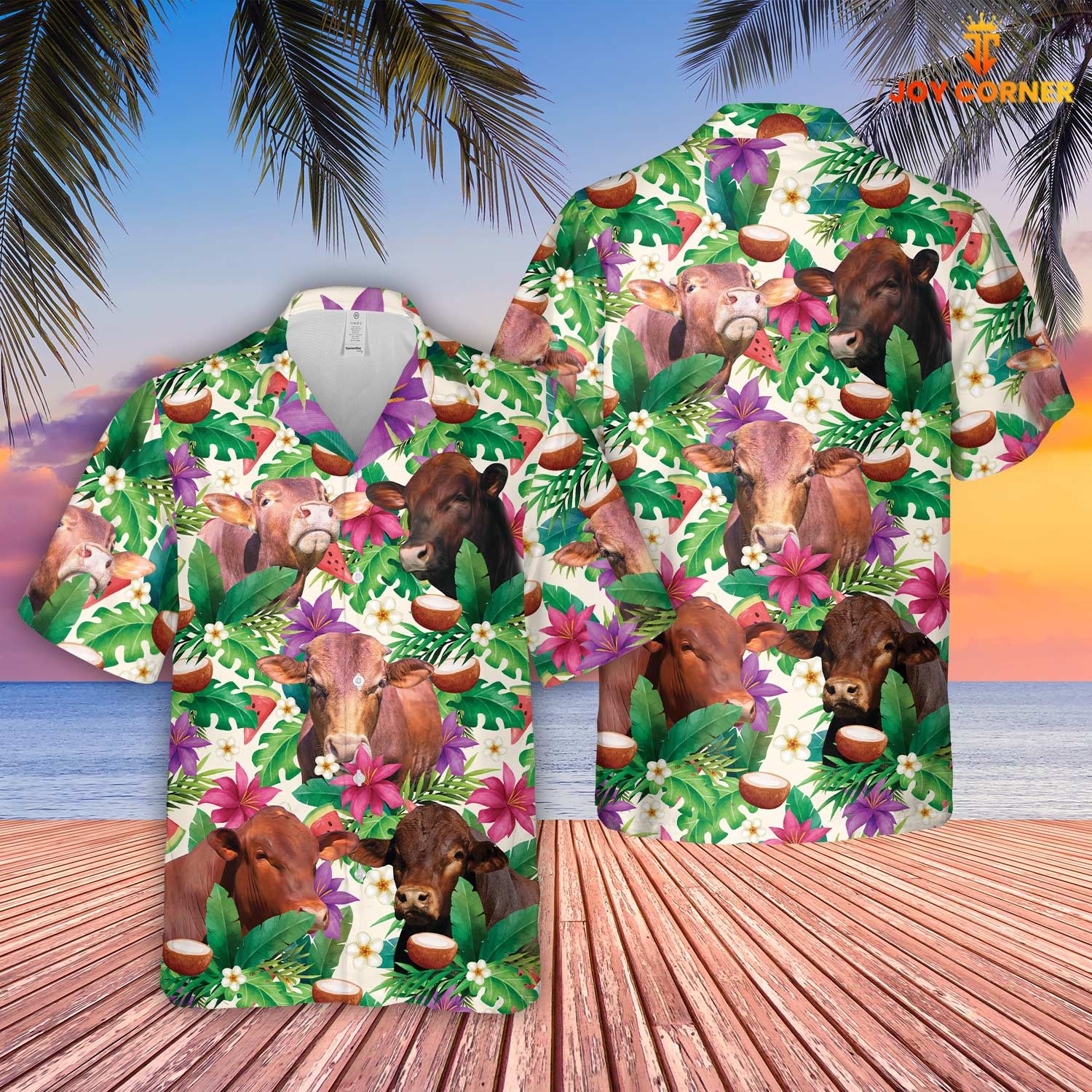 Beefmaster Hawaiian Shirt Summertime Florals Design Premium Print And Material