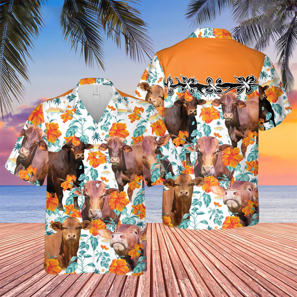 Beefmaster Hibiscus Floral 3D Trendy Hawaiian Shirt