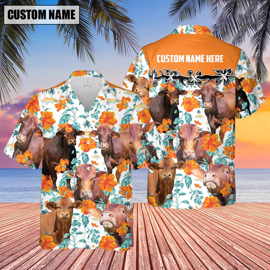 Beefmaster Hibiscus Floral Custom Name 3D Trendy Hawaiian Shirt, Summer Gifts For Men And Women