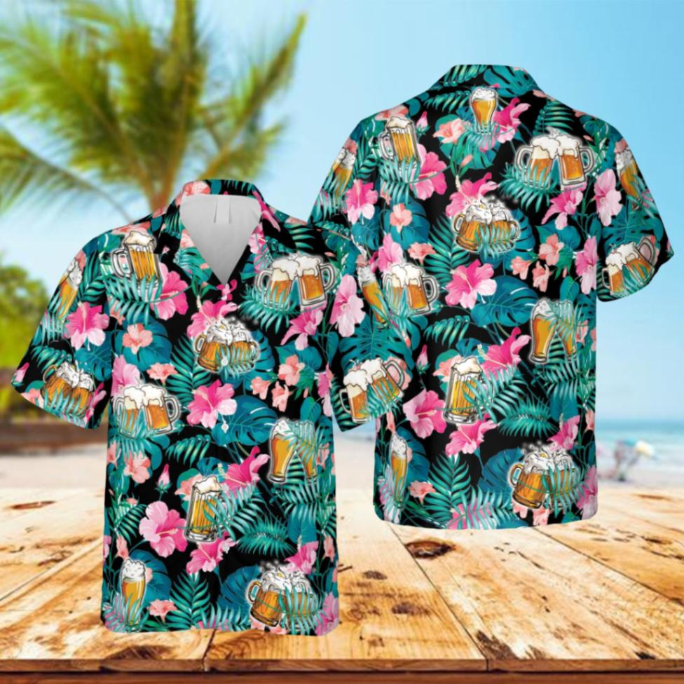 Beer And Hibicus Trendy Hawaiian Shirt, Father’S Day Gift