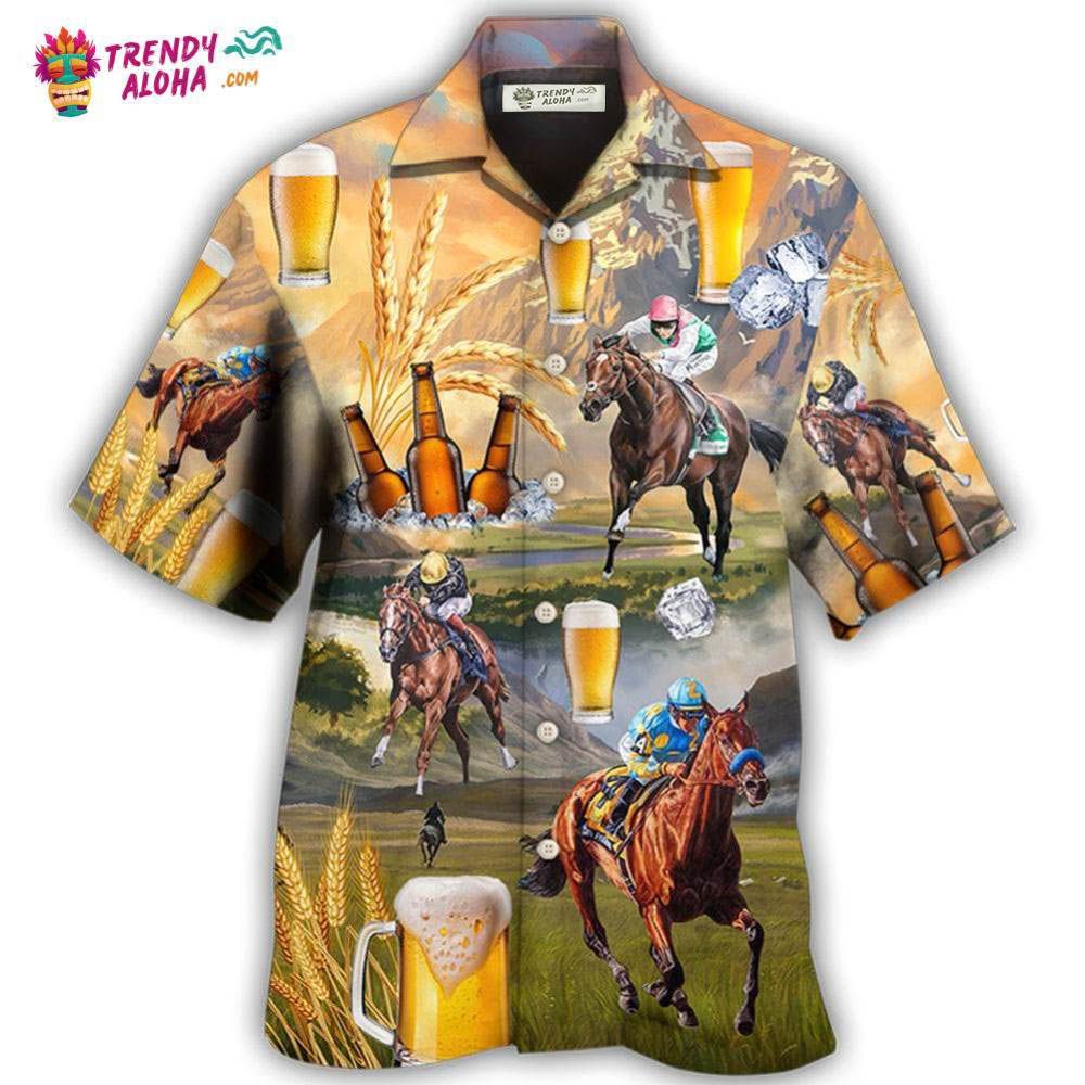 Beer And Horse Racing On The Steppe Hawaiian Shirt – Trendy Aloha
