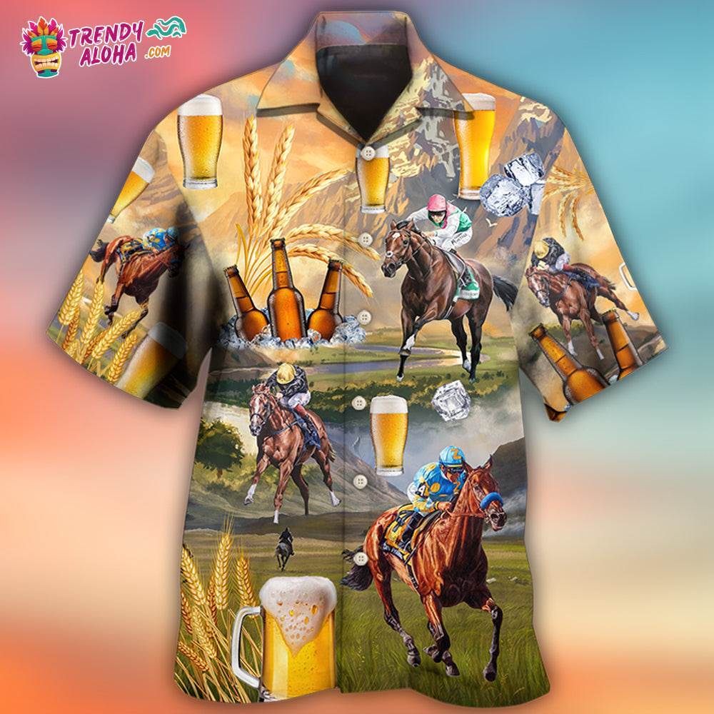 Beer And Horse Racing On The Steppe Hawaiian Shirt – Trendy Aloha