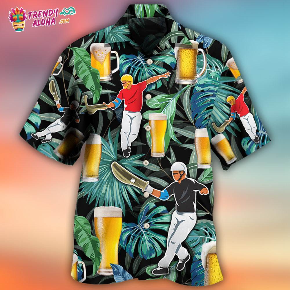 Beer And Jai Alai Tropical Pattern Hawaiian Shirt – Trendy Aloha
