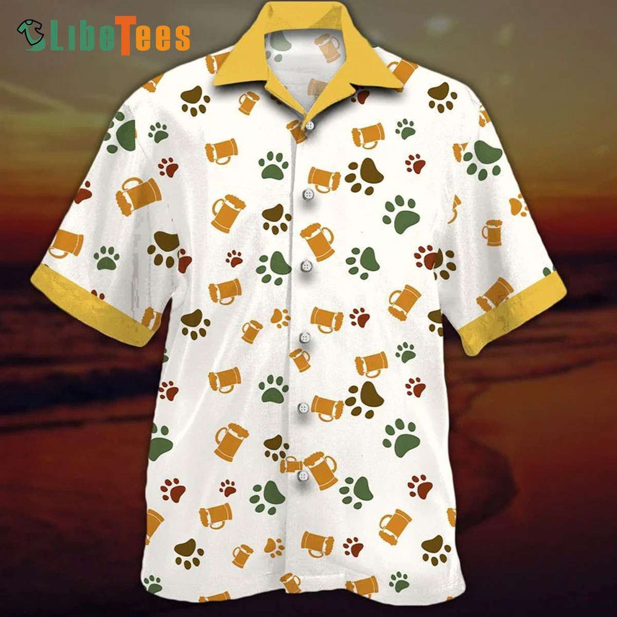 Beer and Paw Prints Dog Lover’s Special Hawaiian Shirt