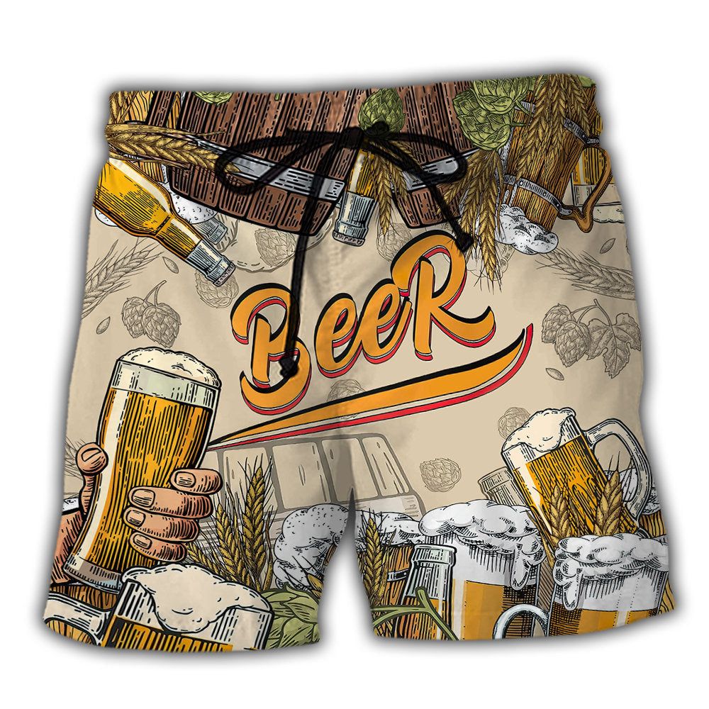 Beer Born To Drink Trendy Aloha Hawaiian Beach Shorts