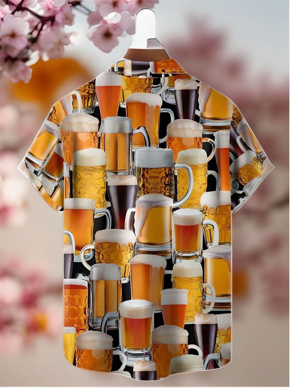 Beer Chest Pockets Short Sleeve Hawaiian Shirt