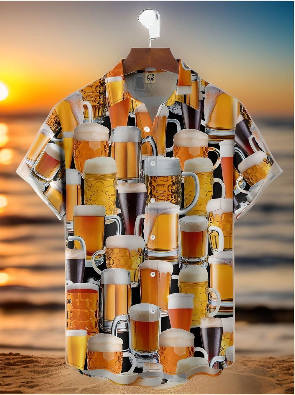 Beer Chest Pockets Short Sleeve Hawaiian Shirt