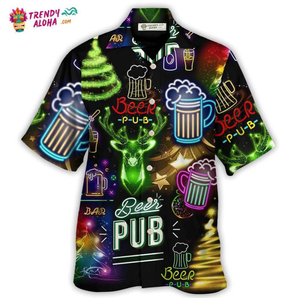 Beer Christmas Neon Art Drinking Hawaiian Shirt – Trendy Aloha Beer Christmas Neon Art Drinking Hawaiian Shirt – Trendy Aloha