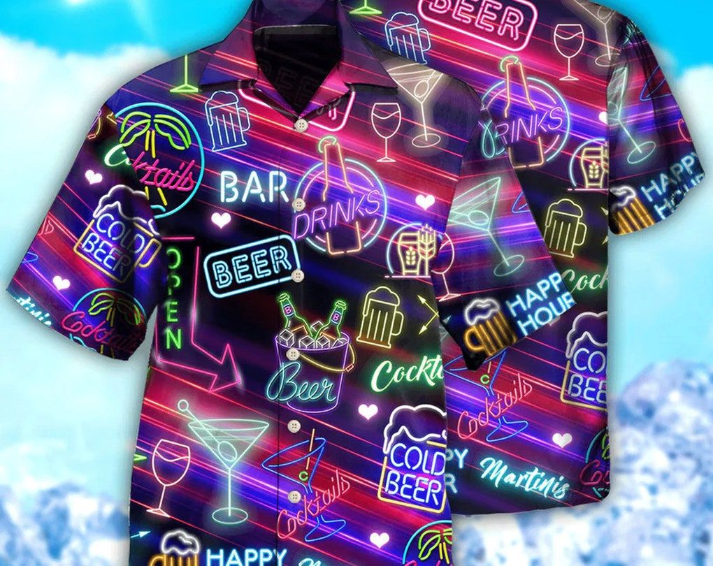 Beer Cocktails Drinking Bar, Hawaii Shirt Party Summer, Trendy Hawaiian Shirt, Best Gifts For Men, Father’s Day Gift, Hawaii Style.