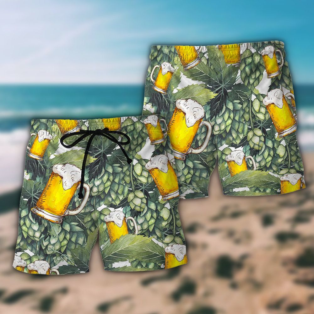 Beer Craft Beer And Hops Trendy Aloha Hawaiian Beach Shorts